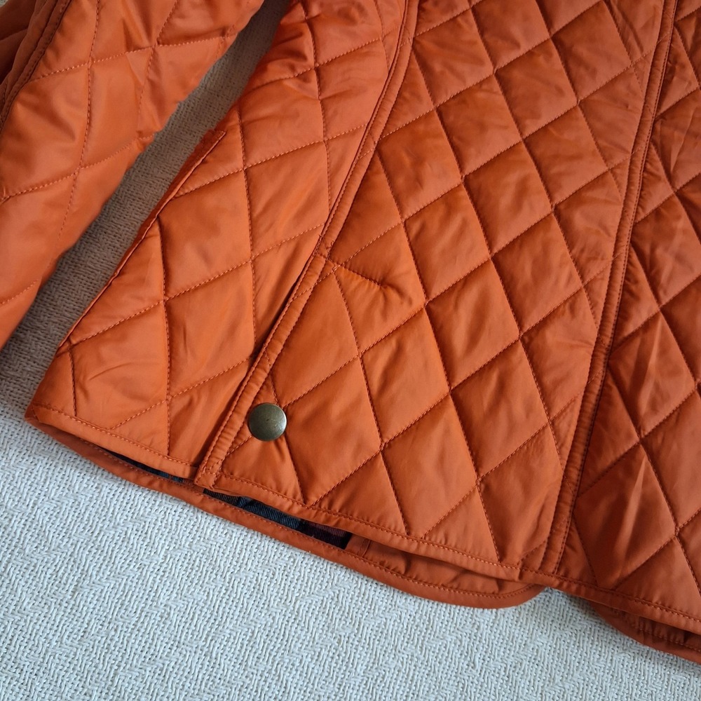 l.l. bean sig orange diamond quilted jacket plaid old money barn chore fall 2 - Picture 11 of 11